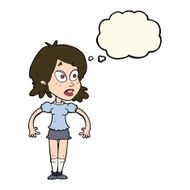 cartoon surprised woman with thought bubble N158