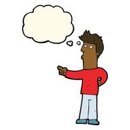 cartoon man pointing with thought bubble N118