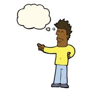 cartoon man pointing with thought bubble N119