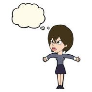 cartoon annoyed girl with thought bubble N14