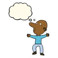 cartoon worried middle aged man with thought bubble N7