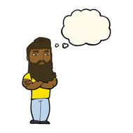 cartoon serious man with beard thought bubble N15