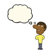 cartoon happy man with thought bubble N291