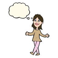 cartoon woman with no worries thought bubble N24