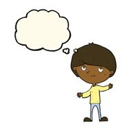 cartoon happy boy with thought bubble N149
