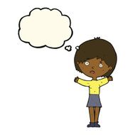 cartoon worried woman with thought bubble N47