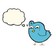 cartoon funny bird with thought bubble N7
