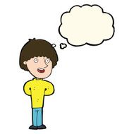 cartoon happy man with thought bubble N292