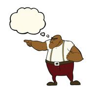 cartoon angry tough guy pointing with thought bubble N5