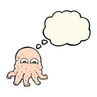 cartoon alien squid face with thought bubble N21