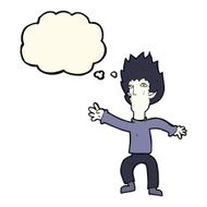 cartoon vampire with thought bubble N81