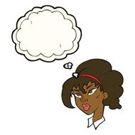 cartoon pretty woman with thought bubble N170