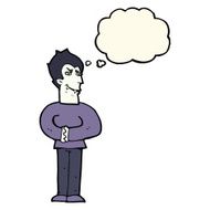 cartoon vampire with thought bubble N82