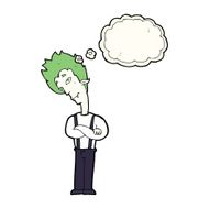 cartoon vampire with thought bubble N83