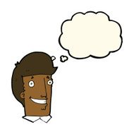 cartoon happy man with thought bubble N293