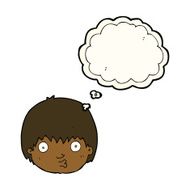 cartoon curious boy with thought bubble N21