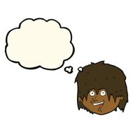 cartoon happy man with thought bubble N294