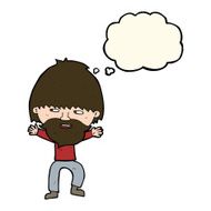 cartoon happy man with beard thought bubble N30