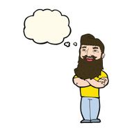 cartoon proud man with thought bubble N22