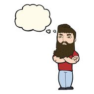 cartoon serious man with beard thought bubble N16