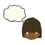 cartoon staring woman with thought bubble N34