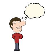 cartoon happy man with thought bubble N295