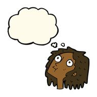 cartoon staring woman with thought bubble N35