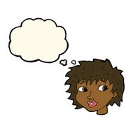 cartoon surprised woman with thought bubble N162