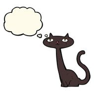 cartoon black cat with thought bubble N22