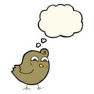 cartoon funny bird with thought bubble N8