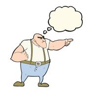 cartoon angry tough guy pointing with thought bubble N6