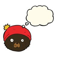 cartoon teddy bear face with thought bubble N7