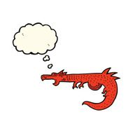cartoon medieval dragon with thought bubble N8