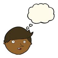 cartoon happy face with thought bubble N33