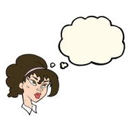 cartoon pretty woman with thought bubble N171