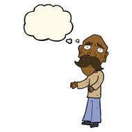cartoon lonely old man with thought bubble N7