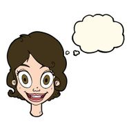 cartoon happy woman with thought bubble N164