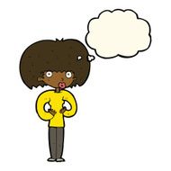 cartoon surprised woman with thought bubble N163