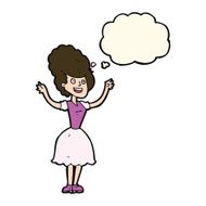 cartoon happy 1950's woman with thought bubble N8