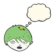 cartoon vampire face with thought bubble N22