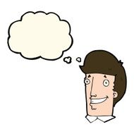 cartoon happy man with thought bubble N297