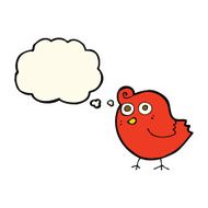 funny cartoon bird with thought bubble N86