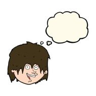 cartoon happy man with thought bubble N298