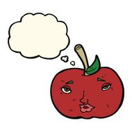cartoon apple with face thought bubble N13