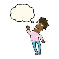 cartoon happy man with thought bubble N299