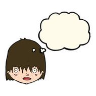 cartoon staring woman with thought bubble N36