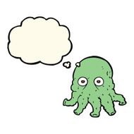 cartoon alien squid face with thought bubble N22