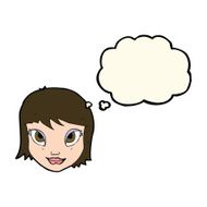 cartoon female face with thought bubble N89