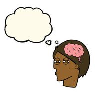 cartoon man thinking carefully with thought bubble N7