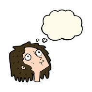 cartoon staring woman with thought bubble N37
